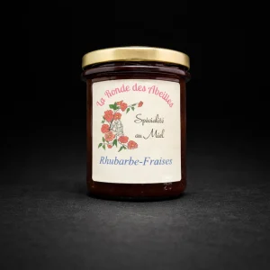 Confiture Artisanale au miel – Rhubarbe – fraise – 245g